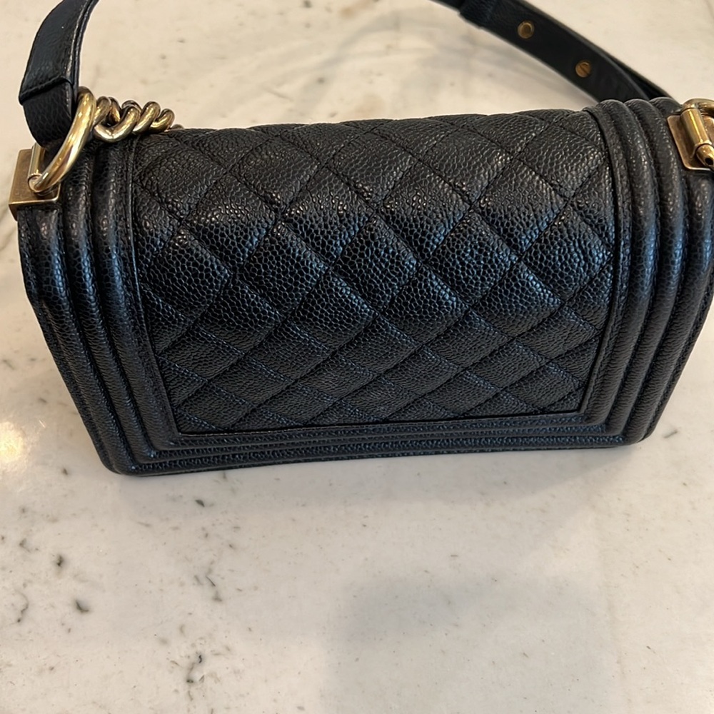 CHANEL Black Quilted Leather Boy Bag with Gold Hardware - Picture 14 of 15